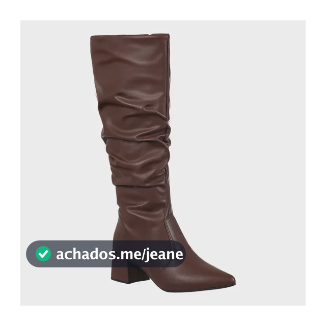 Bota Feminina Bico Fino Enrugado Salto Bloco Médio Conforto