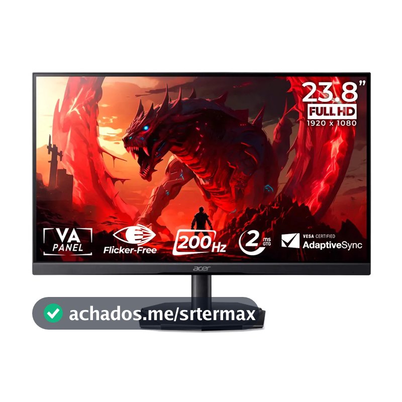 Monitor Gamer Acer Nitro 23.8 200hz 2ms FHD HDMI VA KG241Y-X3Bip Preto