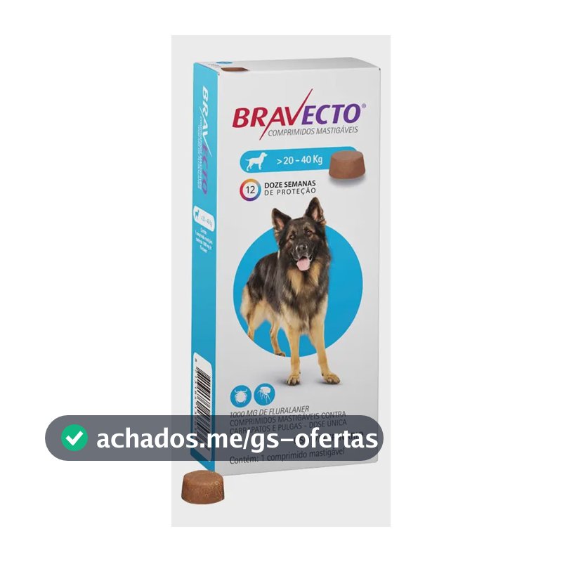 MSD Bravecto Azul-celeste Comprimidos Cachorro 20 kg a 40 kg