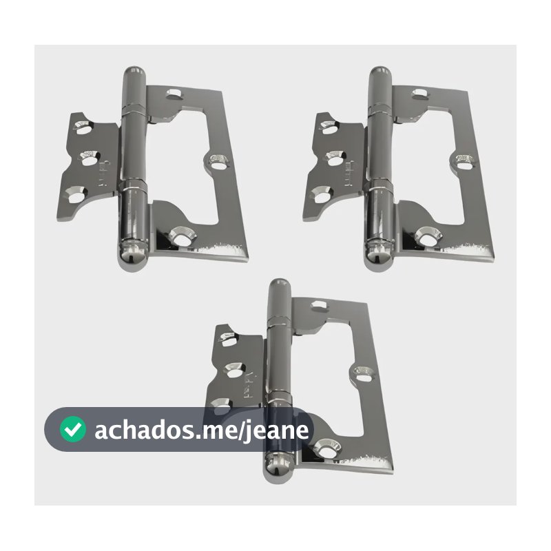 Dobradiça T/ Sobrepor 3.1/2 Cromada Kit Completo 3 Unidades