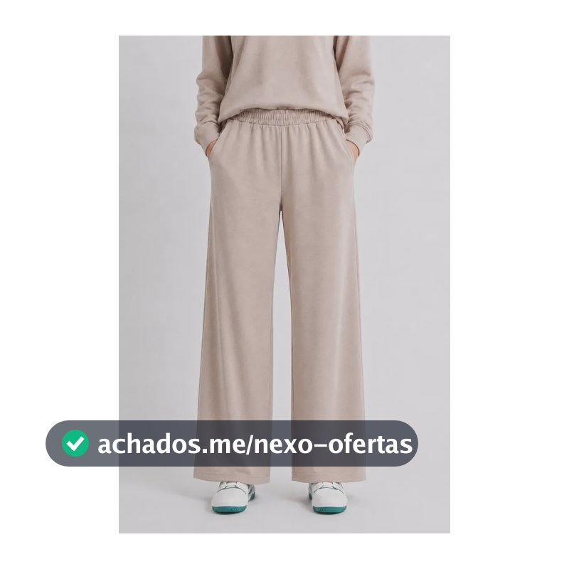 Calça Feminina Moletinho Pantalona Soft Touch Com Bolso Bege M