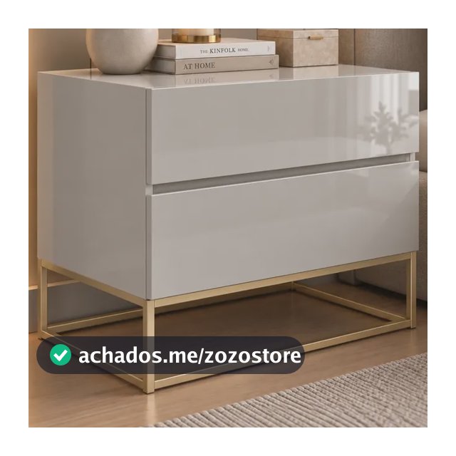 Kit 2 Mesa Cabeceira Eros 60cm Pés De Ferro Dourado Moderno Brilhante Off White| Dourado