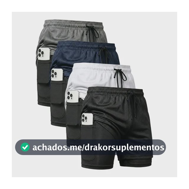 Kit 4 Shorts 2 Em 1 Duplo Dryfit Masculino Compressão Térmic
