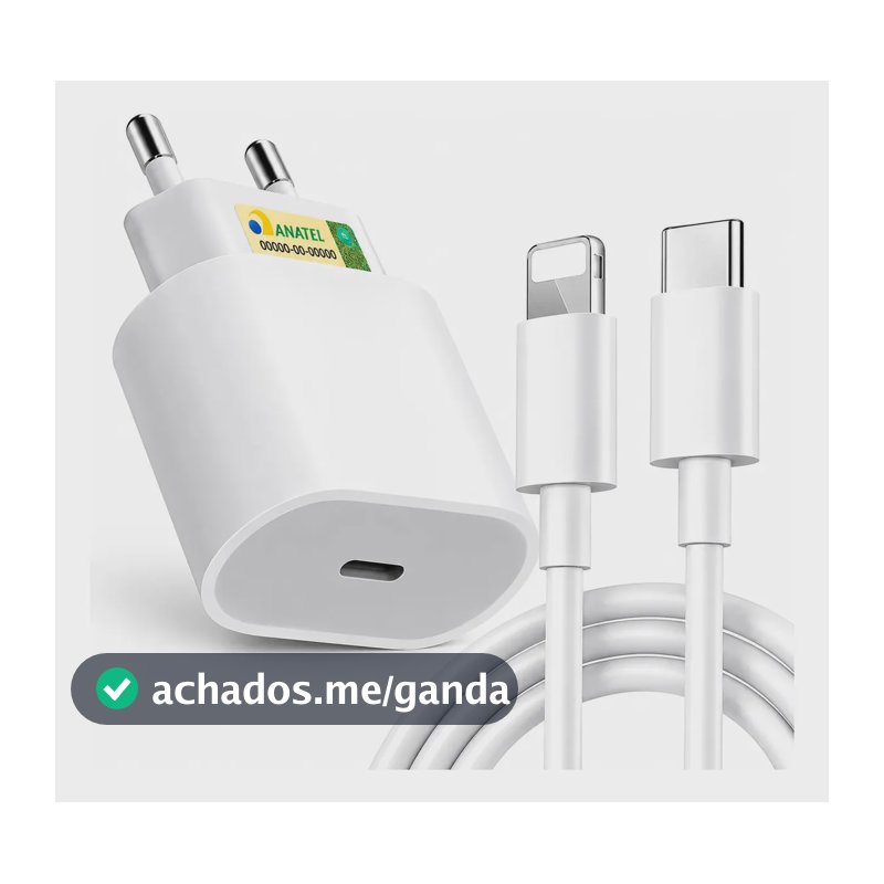 Carregador Compativel Com iPhone 8 X Xr 11 12 13 14 Pro Max Turbo Fonte Tipo C Premium