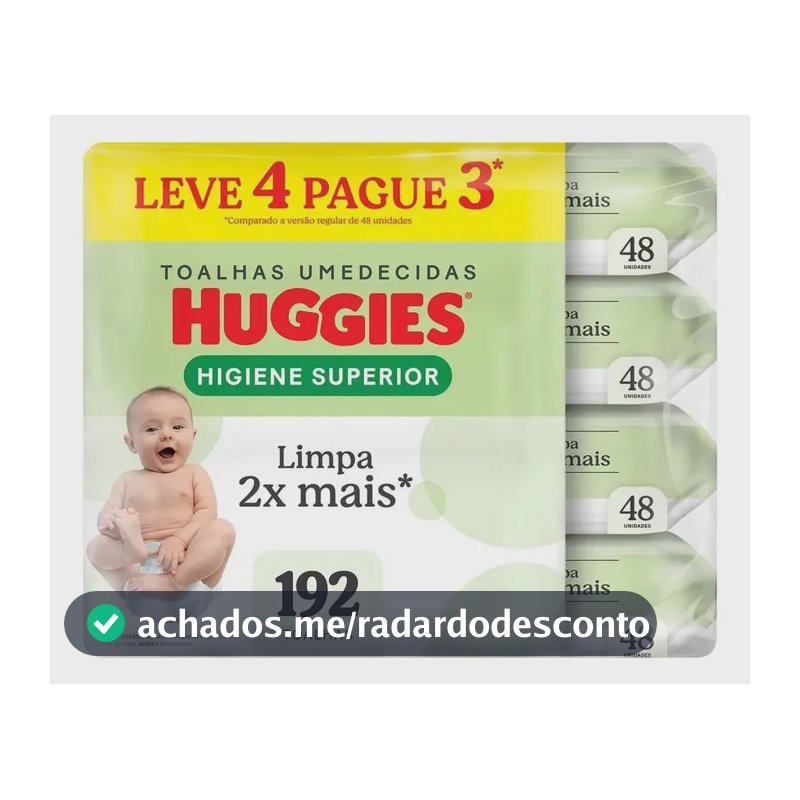 Lenços Umedecidos Huggies Higiene Superior - 192 unidades