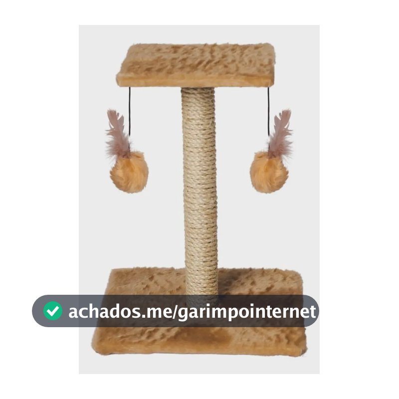 Arranhador Para Gatos Poste Com Brinquedo Duplo Exclusivo Cor Bege