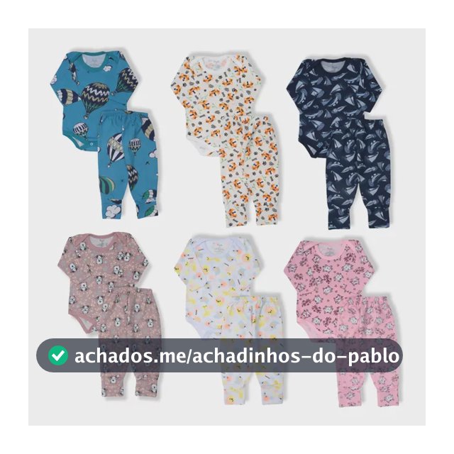 Kit 6 Peças De Roupas De Bebê - Body Manga Longa E Mijão Feminino M