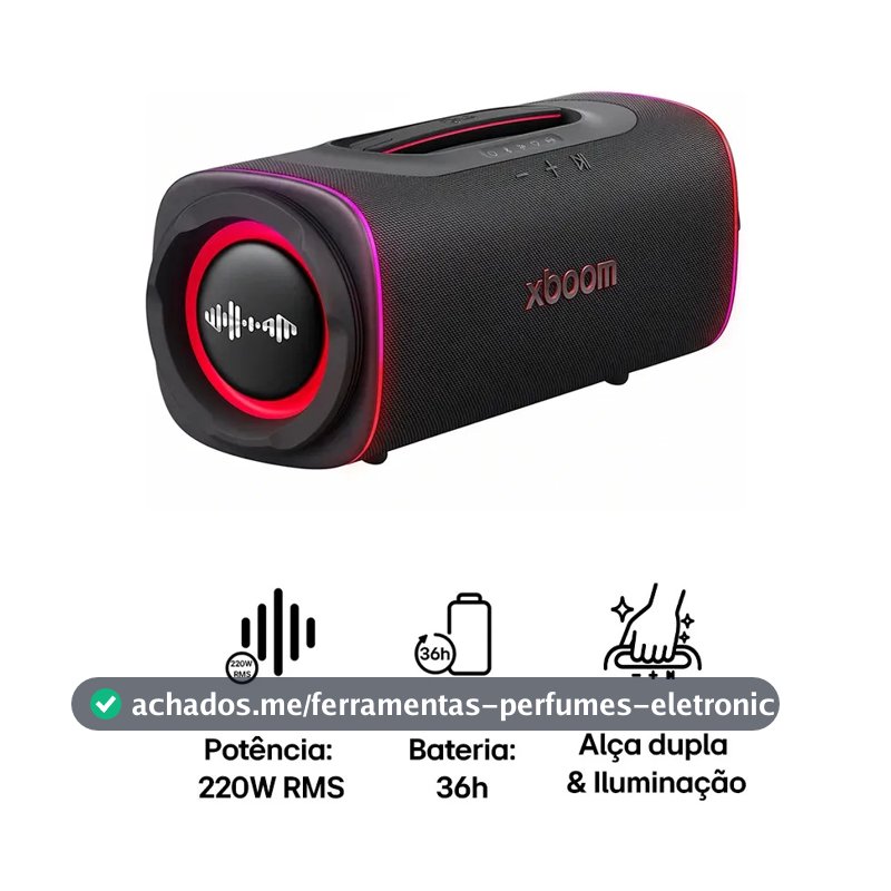 Caixa de Som LG Boombox Speaker XBOOM Blast 220W Bluetooth, Bateria 36h e IP68