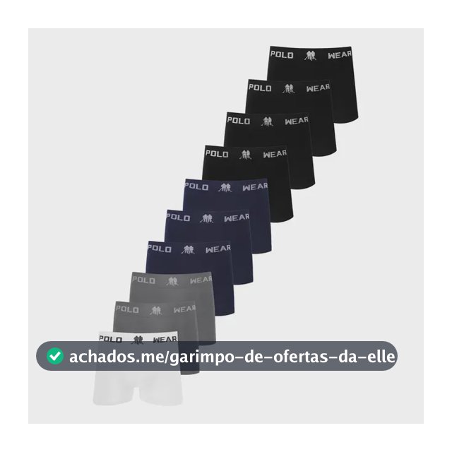 Kit 10 Cuecas Boxer Sem Costura Polo Wear Sortido