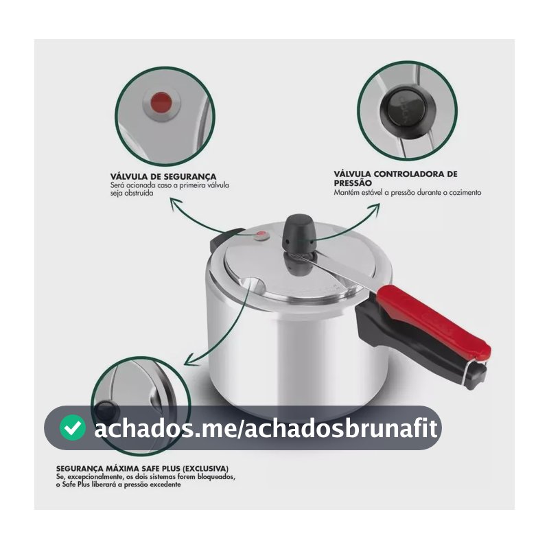 Panela De Pressão Clock Eco Polida 4,5 Litros 9295306123 Cor Prateado
