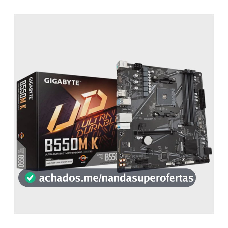 Placa-Mãe Gigabyte B550M K para AMD Ryzen, DDR4 e Socket AM4
