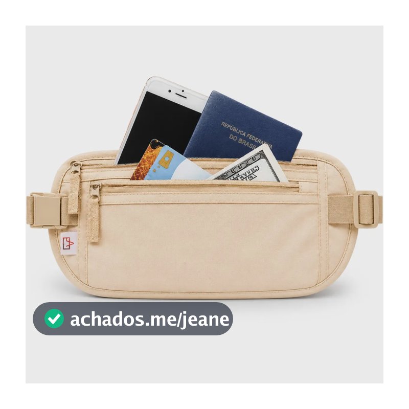 Pochete Doleira Invisível Esconde Celular Carteira Viagem Bege