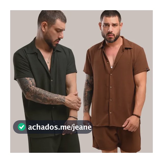 Kit 2 Camisa Viscose Masculina Botao Duna Manga Curta Verao