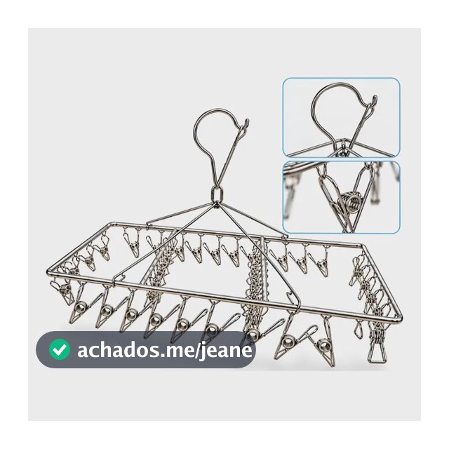 Varal Suspenso Inox 40 Prendedores Reforçado Roupas Intimas Inox