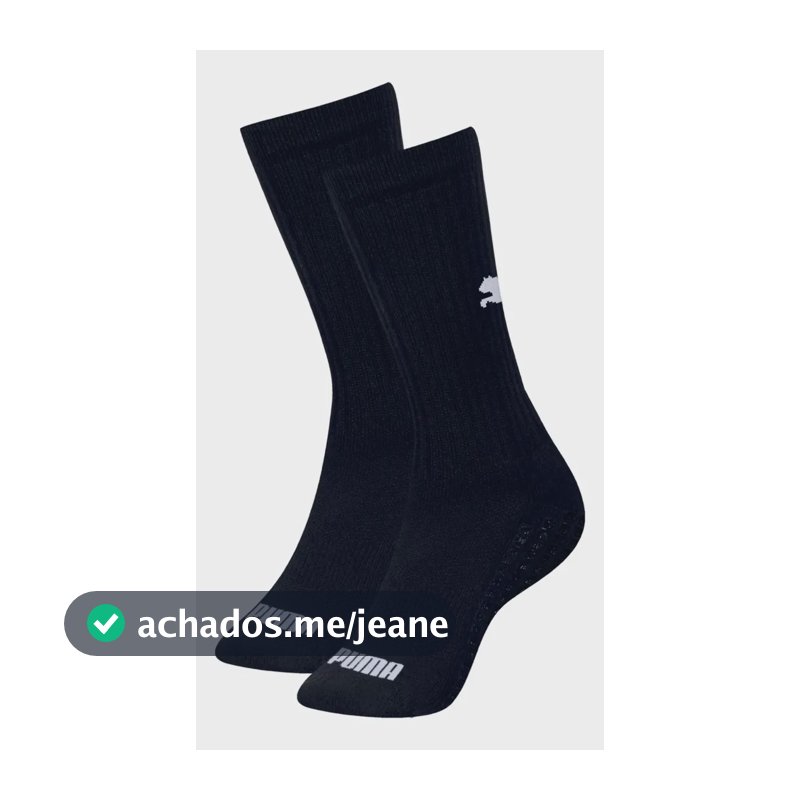 Meia Puma Antiderrapante Masculina Futebol Pilates Esportiva Preto 39-43