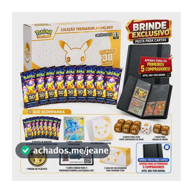 Pokémon Treinador Avançado Celebração 30 Anos Com 55 Itens