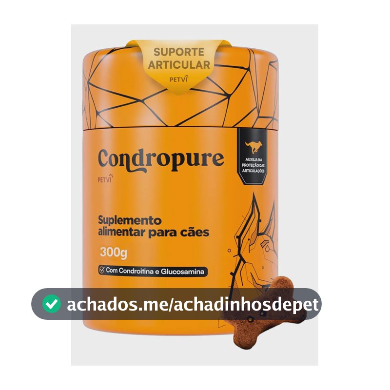 Petvi Condropure Suplemento para Cães com Condroitina e Glucosamina, Biscoito Saboroso para Ossos e Articulações de Cachorros Adultos e Idosos 300g
