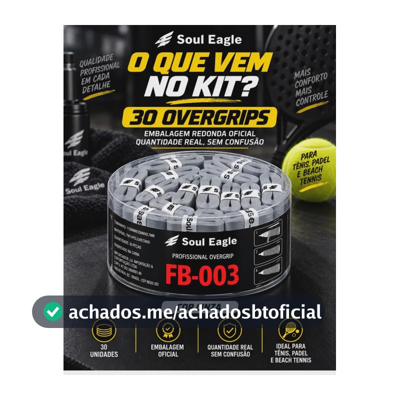 Kit 30 Overgrips Para Raquete Beach Tennis Tênis Padel e Tenis Cinza
