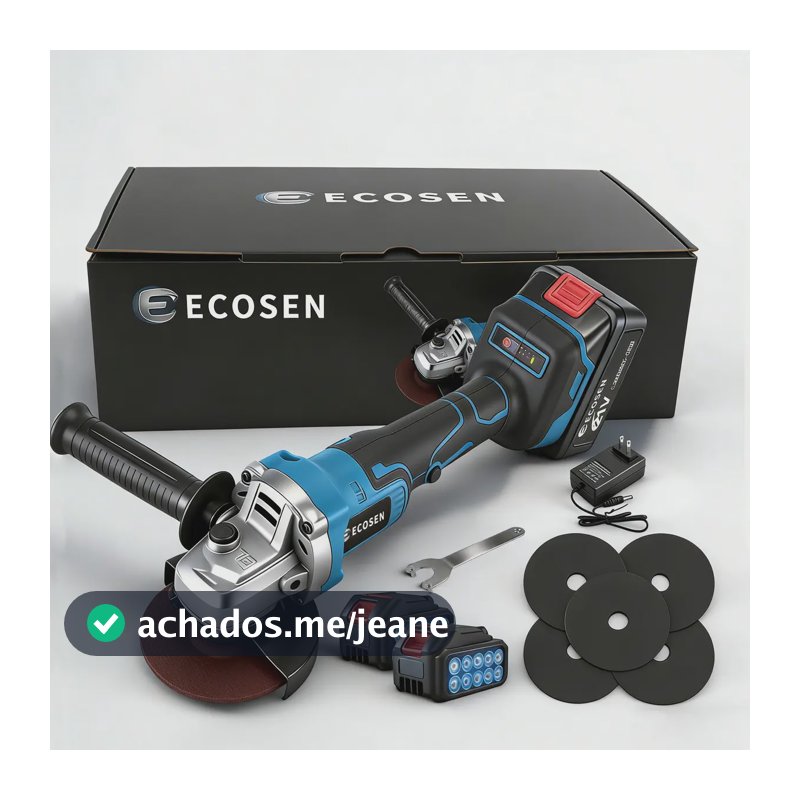 Esmerilhadeira Angular Sem Fio Ecosen 8000rpm 21V Bateria Lítio Azul