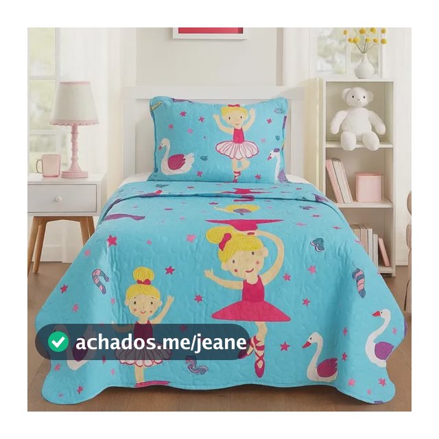 Colcha Solteiro Cobre Leito Infantil Kit 2 Pçs Menino Menina