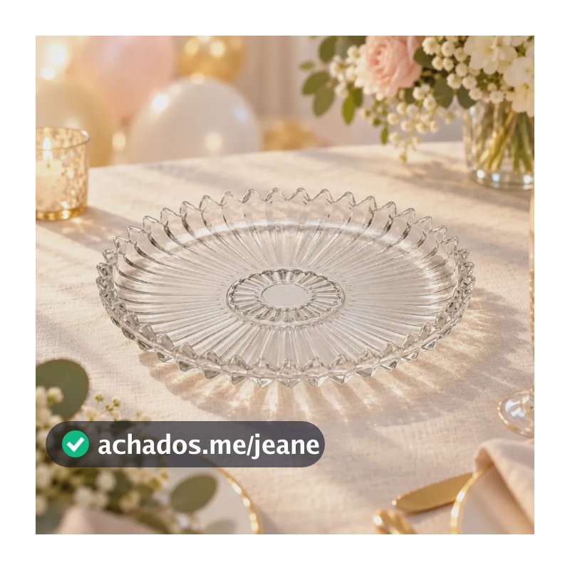 Travessa De Vidro Brasília Para Bolo 29,5cm Facetada Transparente