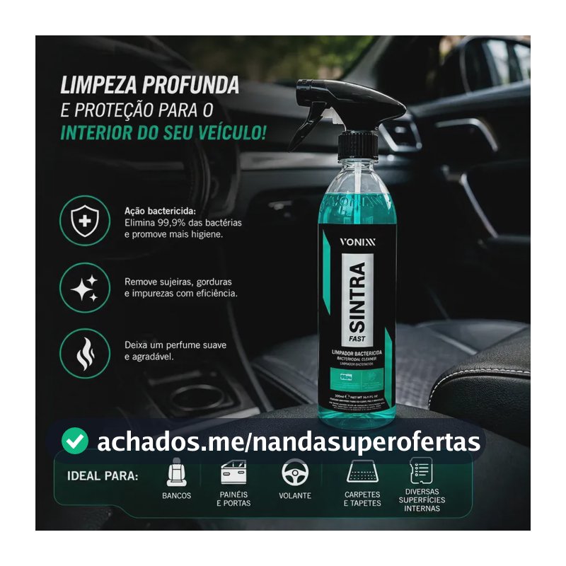 Sintra Fast 500ml Vonixx Limpador Painel Limpeza Interna Automotivo