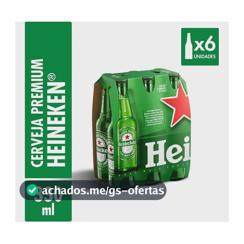 Cerveja Heineken Premium Garrafa 6 Long Neck 330ml