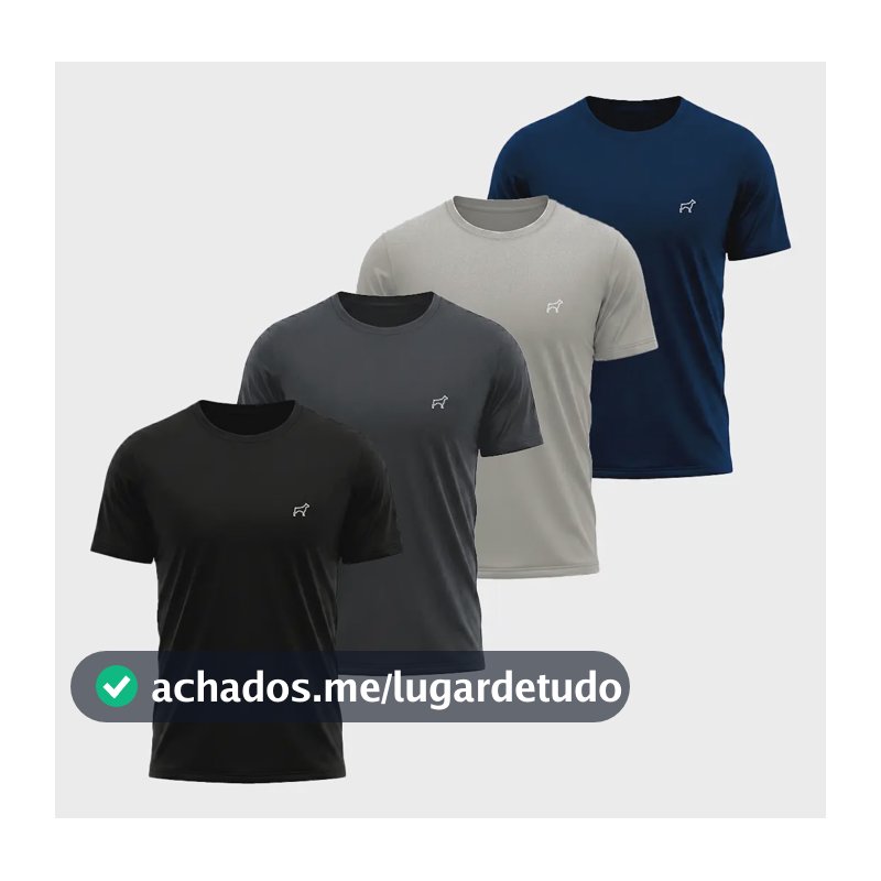 Kit 4 Camiseta Dry Fit Parvori Masculina Academia Corrida Preto/chumbo/cinza/marinho M Liso