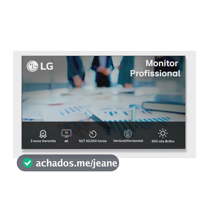 Monitor Profissional LG 75" 4K Ultra HD 75UL3J Brilho 330 nits Operação 16/7 Garantia 3 anos