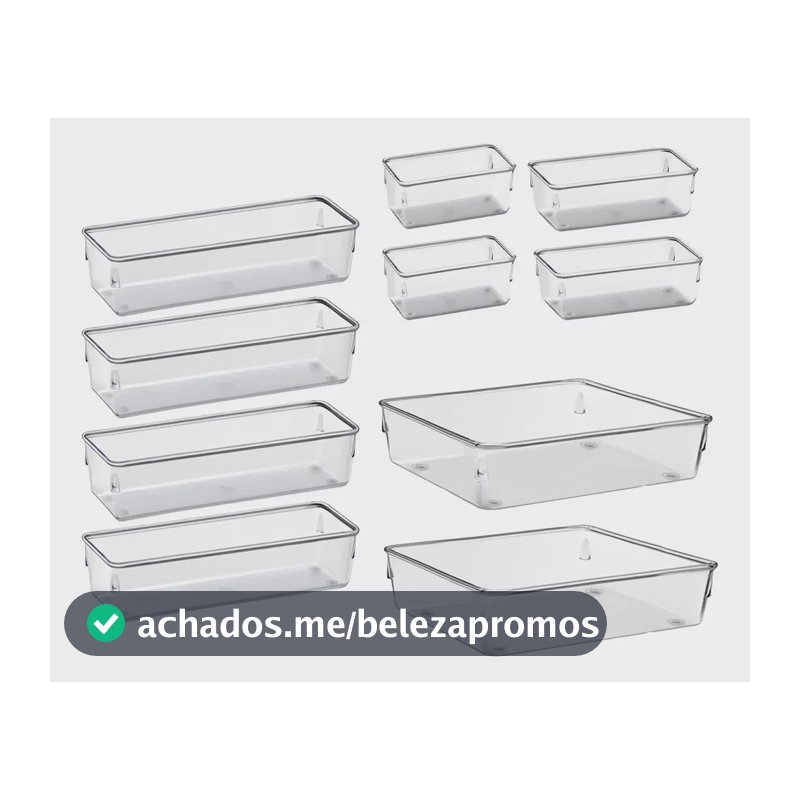 Kit 10 Organizador Multiuso Modular Gaveta Acrilico Rebirth Cor Cristal