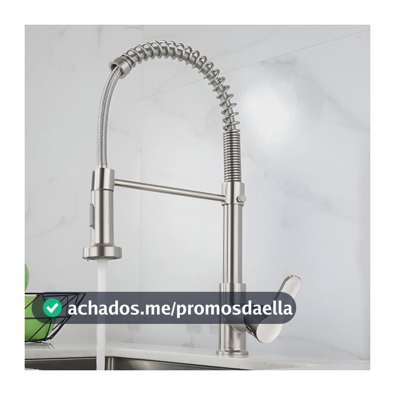 Torneira Cozinha Gourmet Bancada Flexível Monocomando Pia Prateado B22-silvery