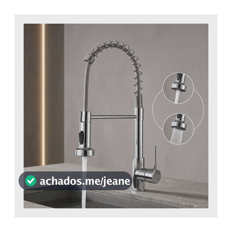 Torneira Inox Misturador Cozinha Bancada 360° Flexível Pia Prateado Cromado