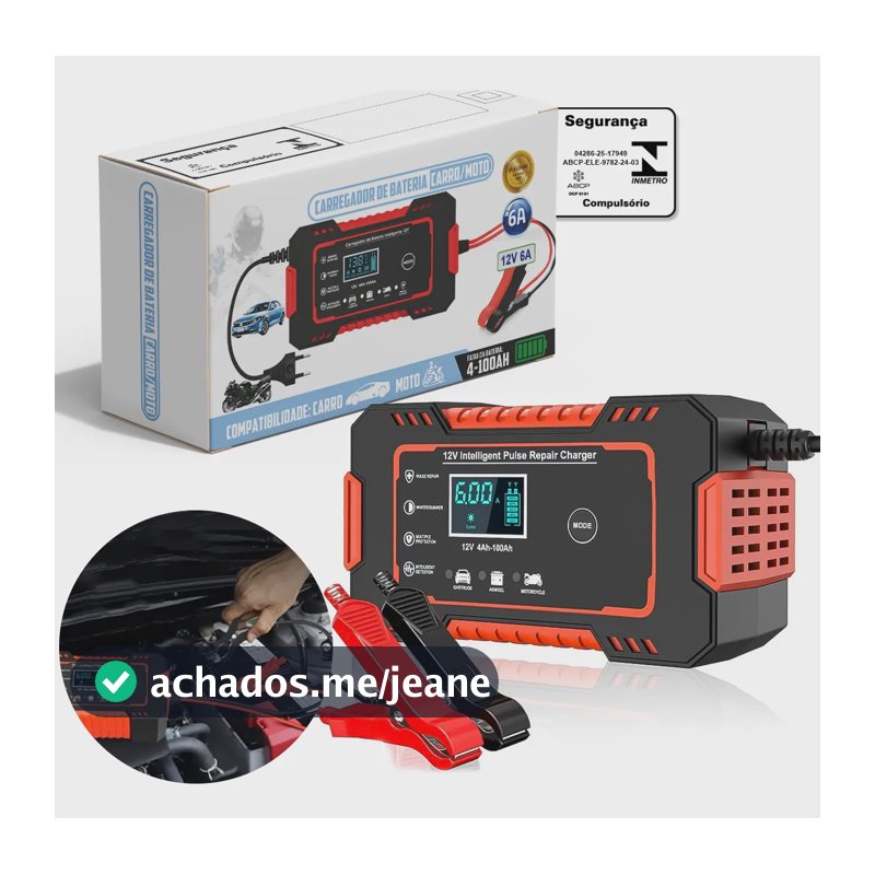 Carregador Bateria Automotivo Inteligente Portátil Carro 12v 6 A 110-220v