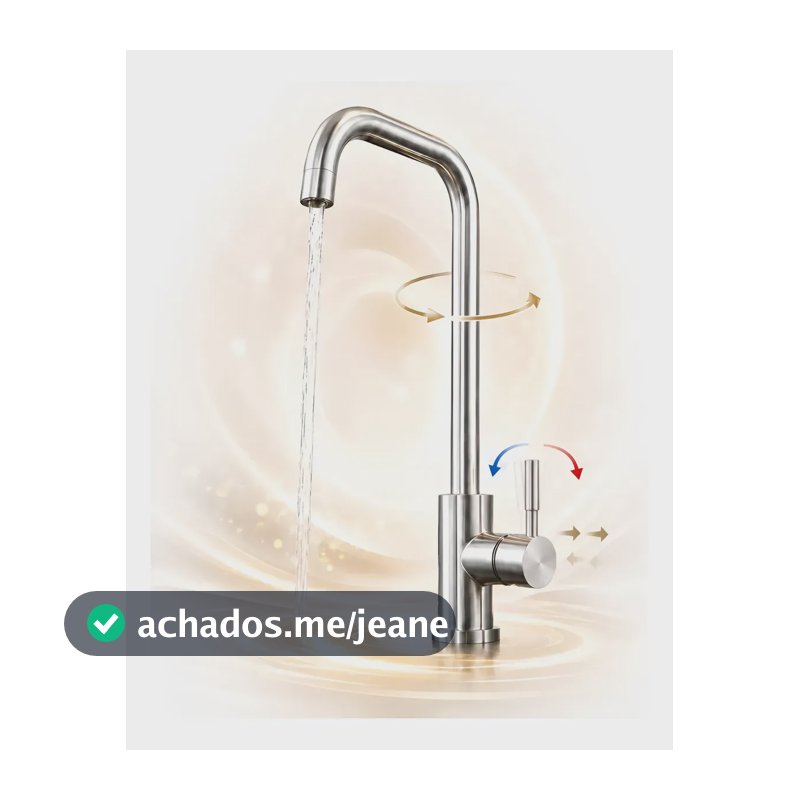 Torneira Cozinha Inox Quente Frio Misturador Bancada Gourmet Cinza Escovado