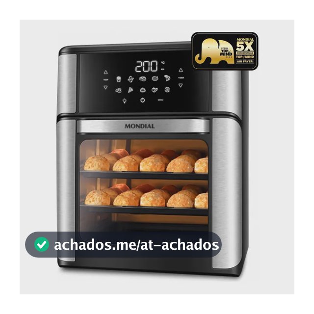 Fritadeira Air Fryer Forno Oven 12L, Mondial, 2000W - AFON-12L-BI