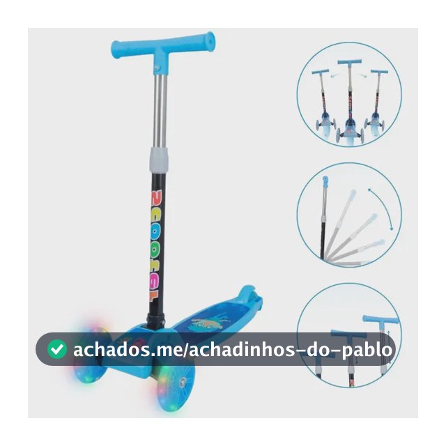 Patinete Infantil 3 Rodas com Led/Dobrável Menino/Menina