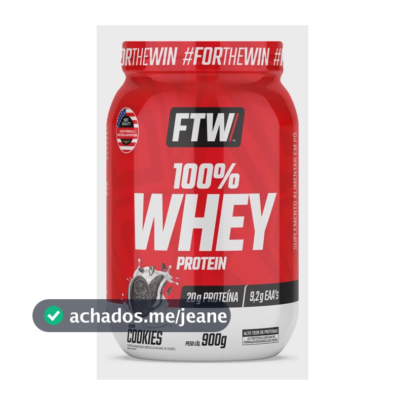 Whey Protein 100% Concentrado Pote 900g Sabor Cookies - FTW