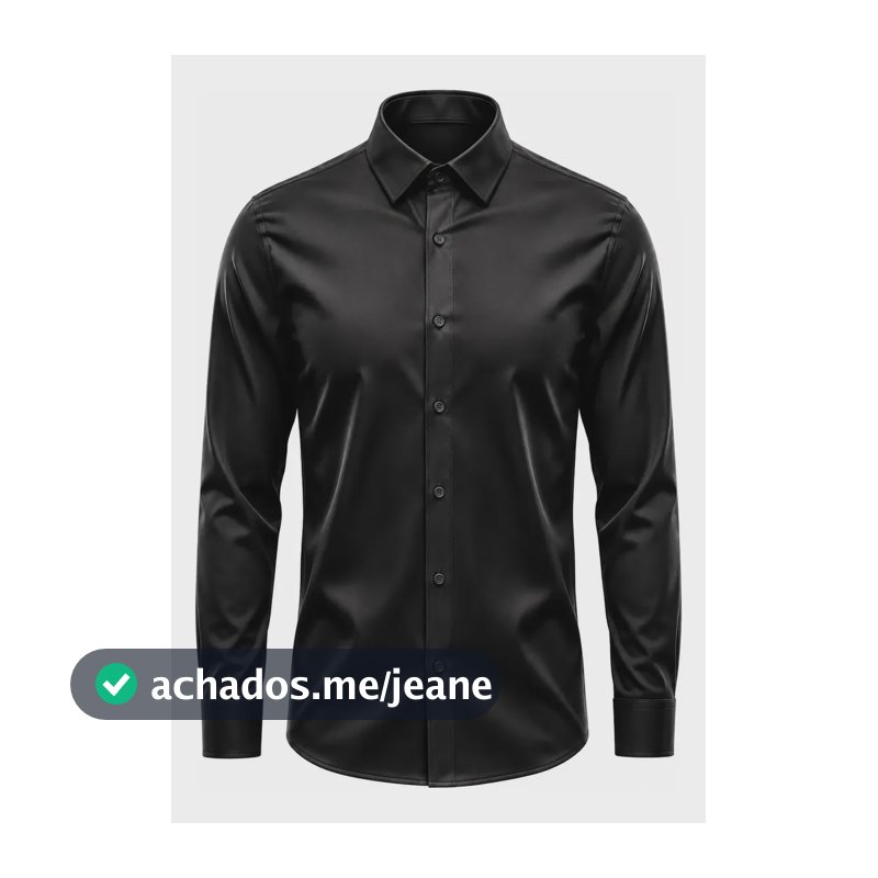 Camisa Social Masculina Slim Fit Premium Passa Facil Preto Liso G