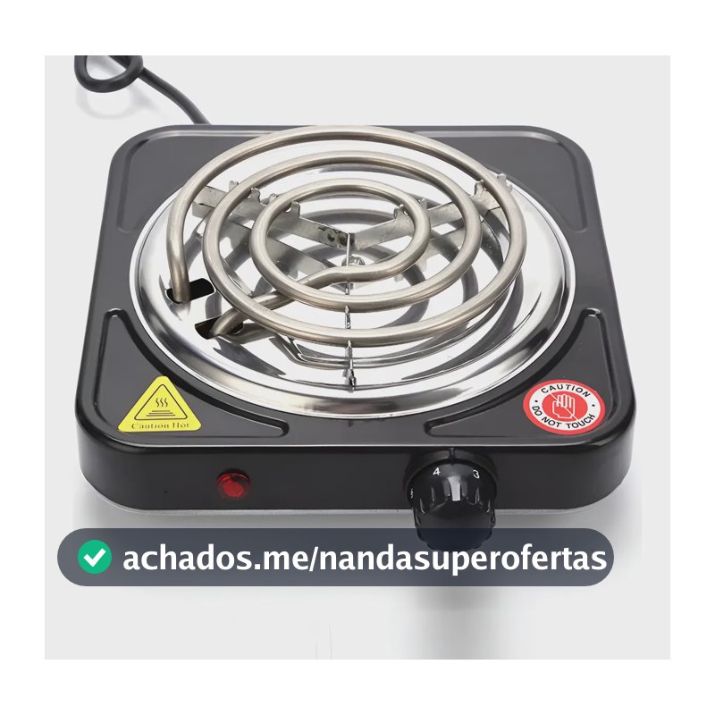 Fogão Cooktop Elétrico 1 Boca 1000w Fogareiro Portátil Compacto De Mesa Camping Preto 110v - Aero Home