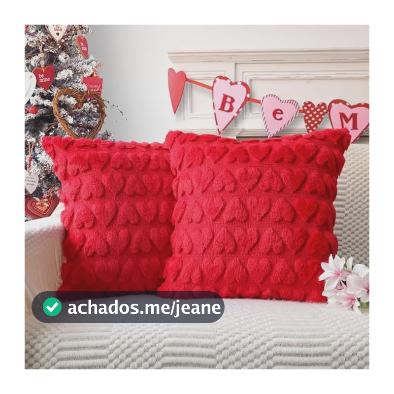 Jogo De Capas Para Almofadas Alto Relevo Estampa De Coração Vermelho 2 Unidades