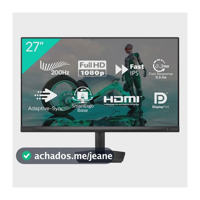 Monitor Gamer Philips Evnia 27'' 200hz 0,3ms Ips Full Hd Preto
