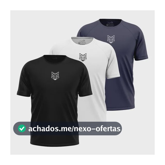 Kit 3 Camisetas Masculina Dry Alpha Lobo Geométrico
