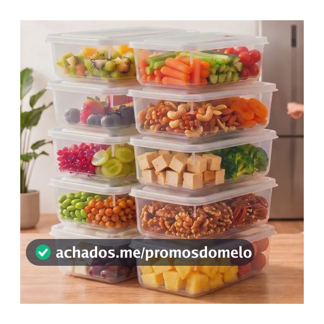 Kit 10 Potes 1 Litro Transparente Marmita Fitness Bpa Free Tampa Hermética Reutilizável Micro E Freezer Mantimentos ponte lar utilidades
