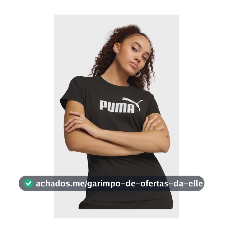 Camiseta Feminina Ess No. 1 Logo Puma Preta Geométrico P