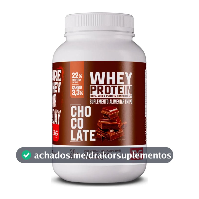 100% WHEY Protein Concentrado 900g Sabor Chocolate - Proteína 100% Pura - 3VS Nutrition