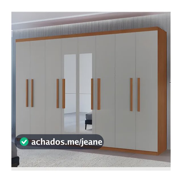 Guarda-Roupa Casal Moderna Hera Premium 8 Portas Com Espelho MDF Off White