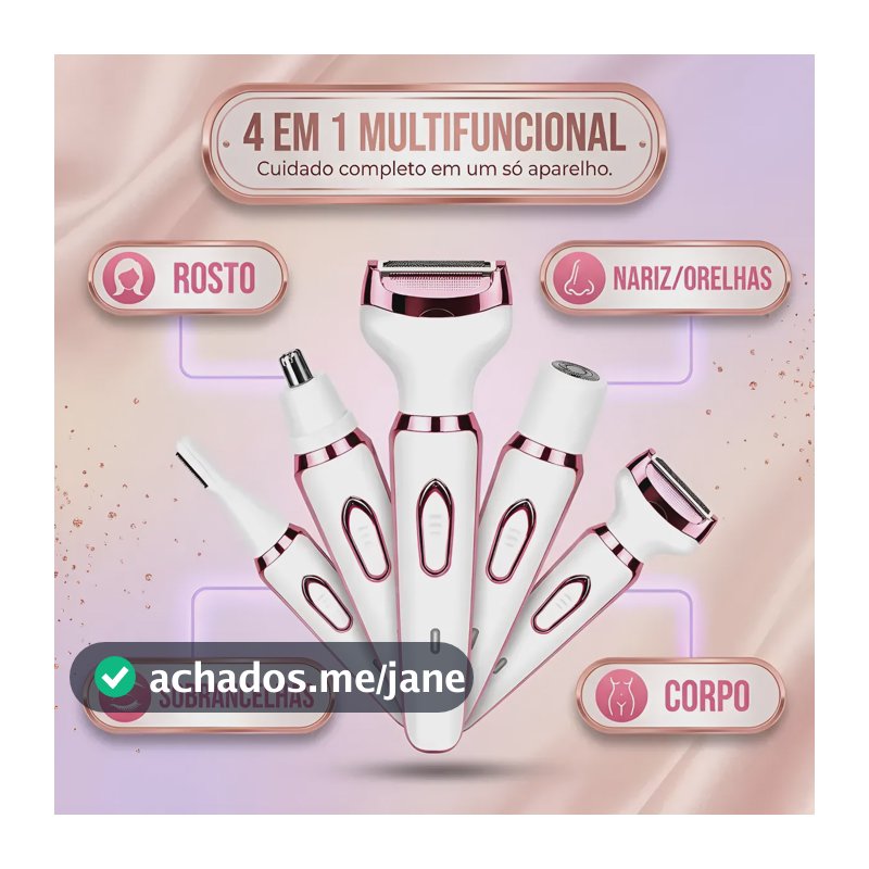 Depilador Feminino 4 Em 1 Recarregável Usb Rosto Axila Branco 127/220v