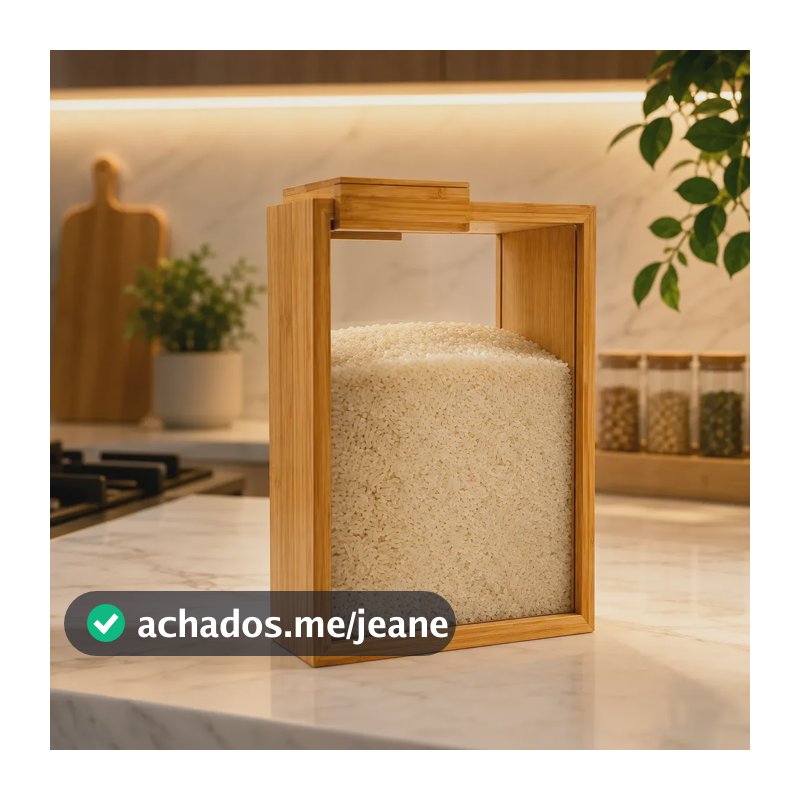 Organizador De Mantimentos Acrílico E Tampa De Bambu Cozinha Bambu