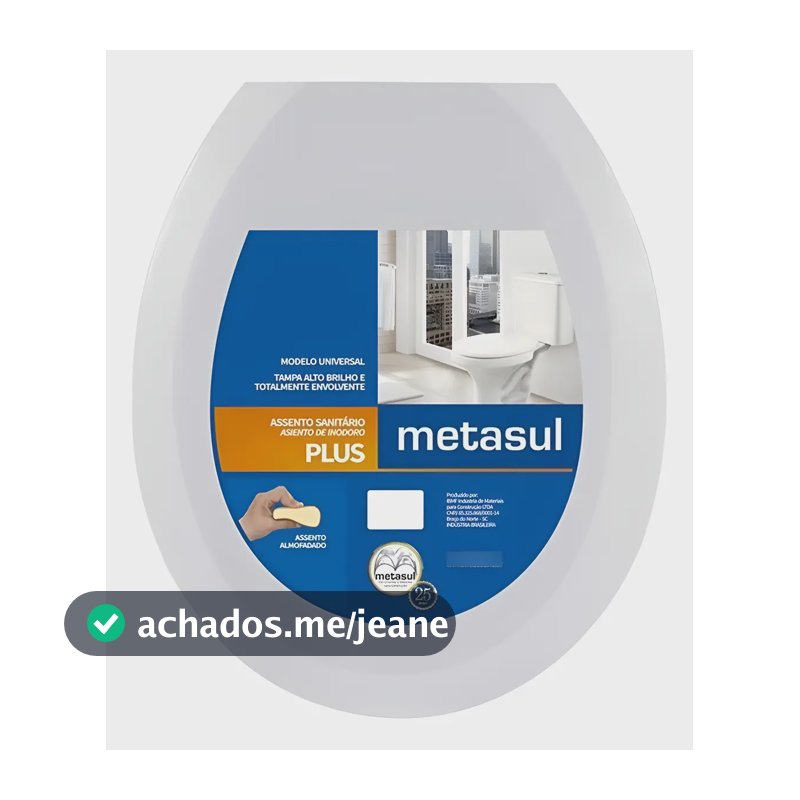 Assento Sanitário Almofadado Oval Universal Branco Metasul Polipropileno