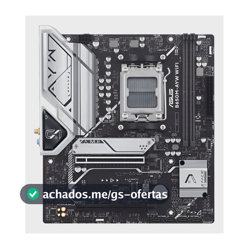 Placa Mãe Asus B650m Ayw Wi-fi B650 Amd Am5 Ddr5 Matx Preto Cinza-escuro